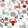 Tissu en coton - Flocons de neige et rennes de Noël, blanc