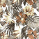Tissu en coton - Monstera marron sur fond blanc