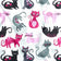 Tissu en coton - Chats roses et noirs sur fond blanc
