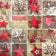 Tissu en coton - Patchwork de Noël, rouge et marron