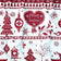 Tissu en coton - Sapins de Noël et rennes rouges sur fond blanc