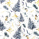 Tissu en coton - Sapins de Noël et étoiles, blanc