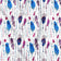Tissu en coton - Plumes et perles violet-bleu