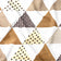 Tissu en coton - Pyramides et triangles marron et beige