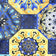 Tissu en coton - Motif espagnol, or et bleu marine