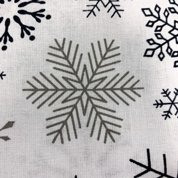 Tissu en coton - Flocons de neige de Noël noir et anthracite