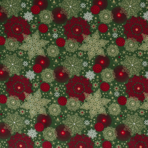 Coton PRIME - Rosettes rouges et vertes festives de Noël