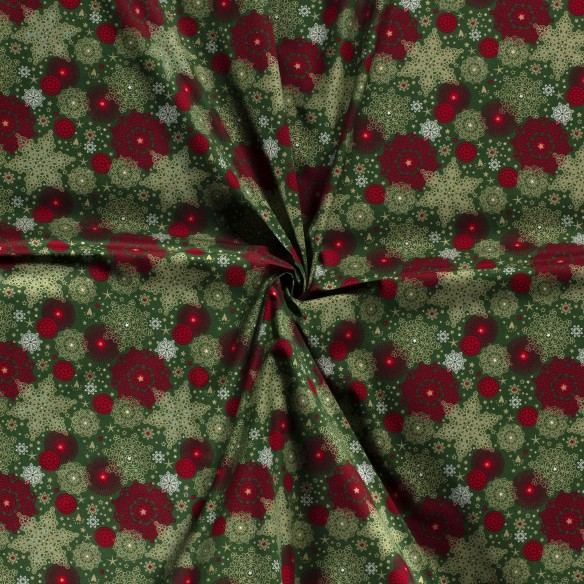 Coton PRIME - Rosettes rouges et vertes festives de Noël