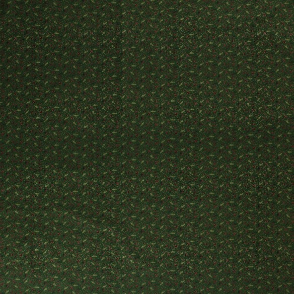 Coton PRIME - Petites brindilles sur le vert de Noël