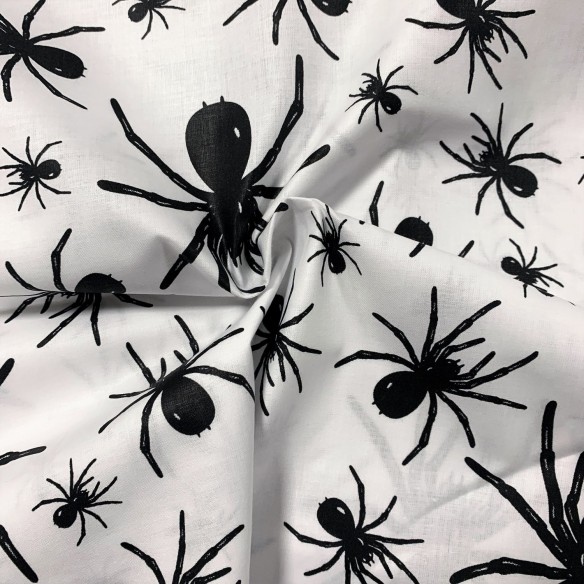Tissu en coton - Araignées noires