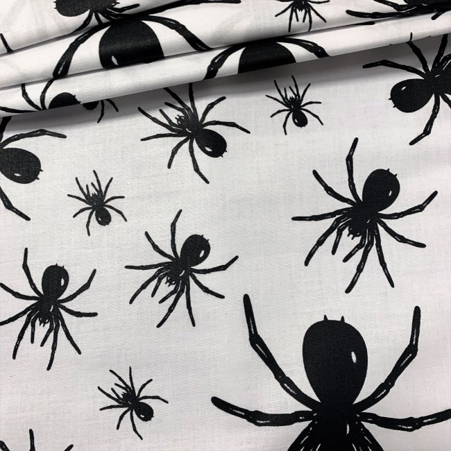 Tissu en coton - Araignées noires
