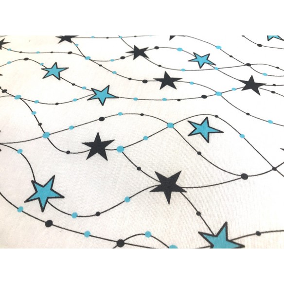 Tissu en coton - Étoiles sur les lignes bleues