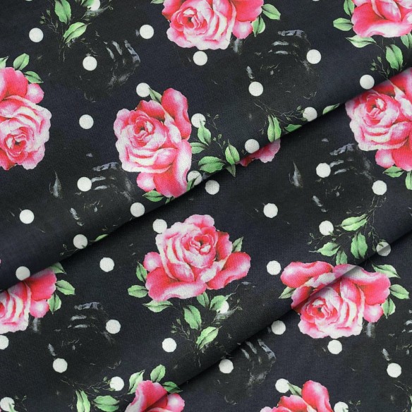Tissu imperméable - Oxford Roses points
