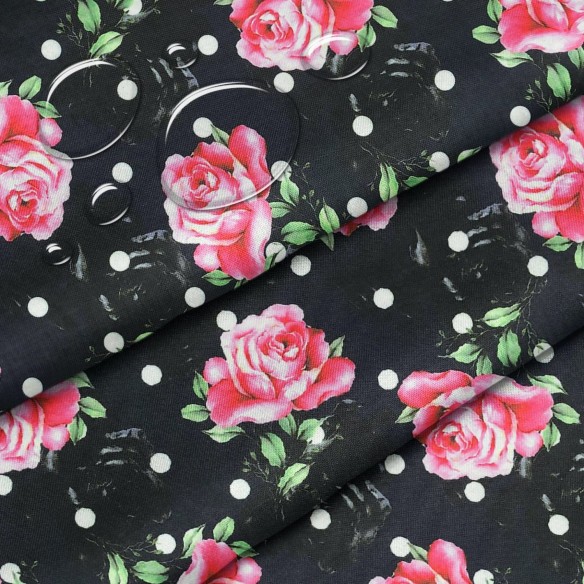 Tissu imperméable - Oxford Roses points