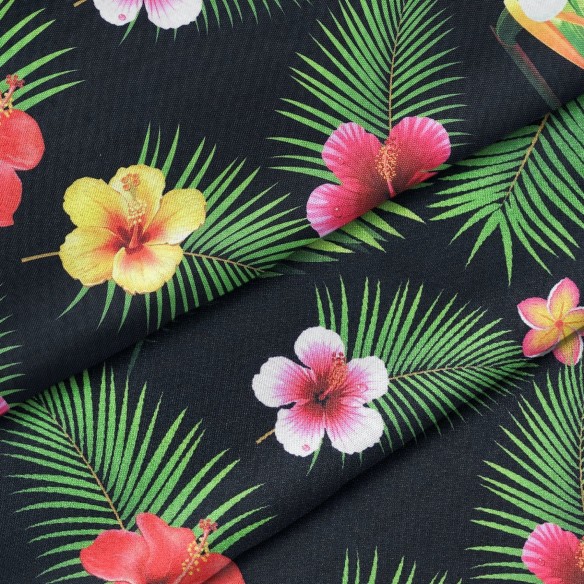 Tissu imperméable - Oxford Fleurs hawaïennes petites