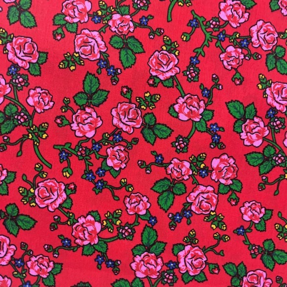 Tissu en coton - Fleurs des montagnards rouges II