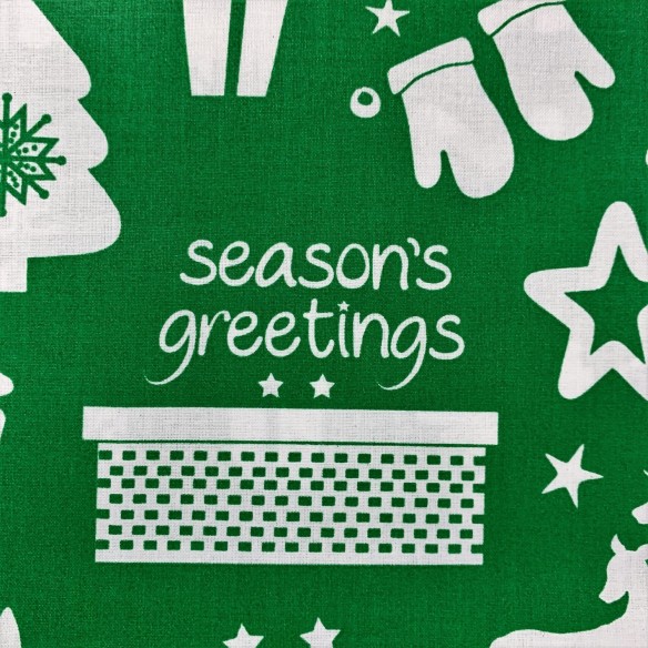 Tissu en coton - Festif merry christmas vert