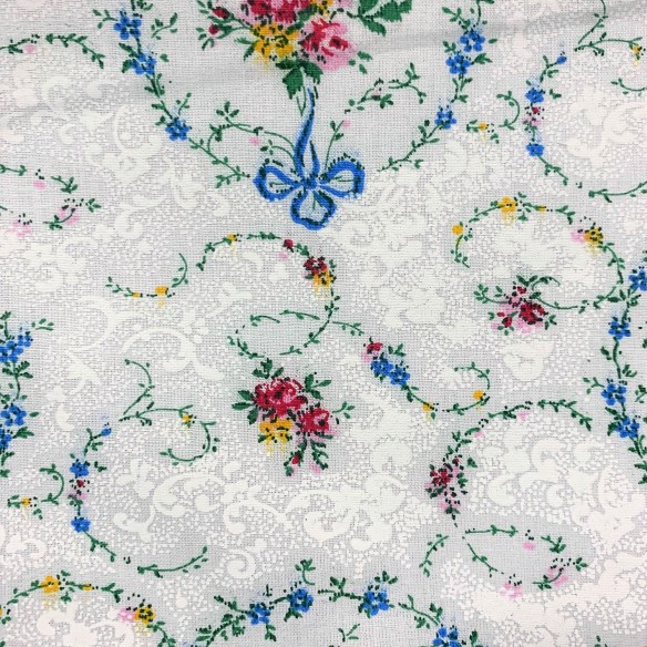 Tissu en coton - couronne de fleurs bleu