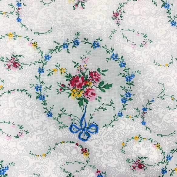 Tissu en coton - couronne de fleurs bleu