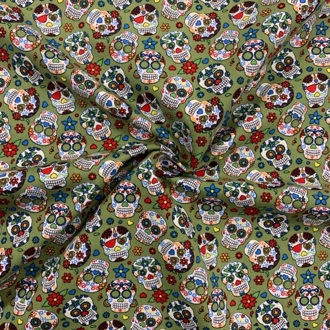 Coton PRIME - Crânes mexicains KAKI