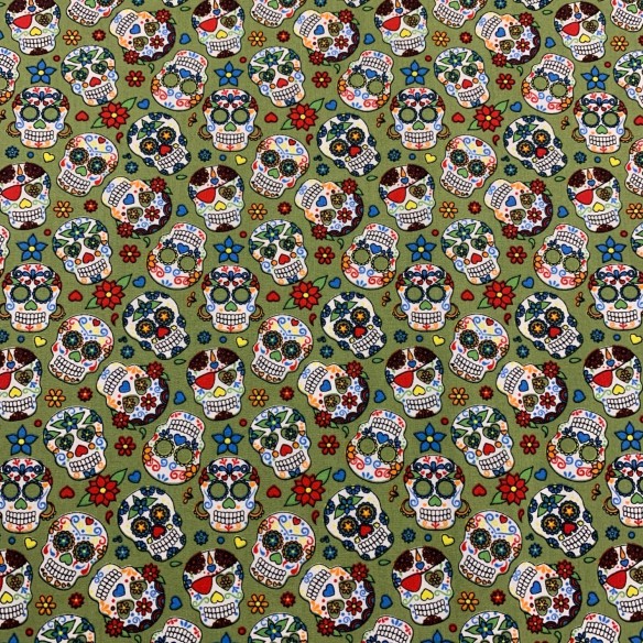 Coton PRIME - Crânes mexicains KAKI