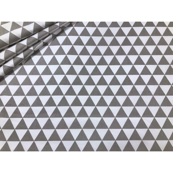 Tissu en coton - Triangles gris et blancs