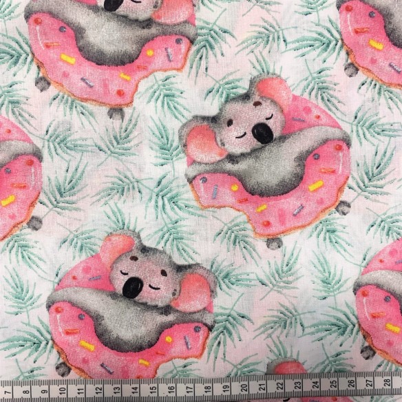 Tissu Coton - Koala et Donut