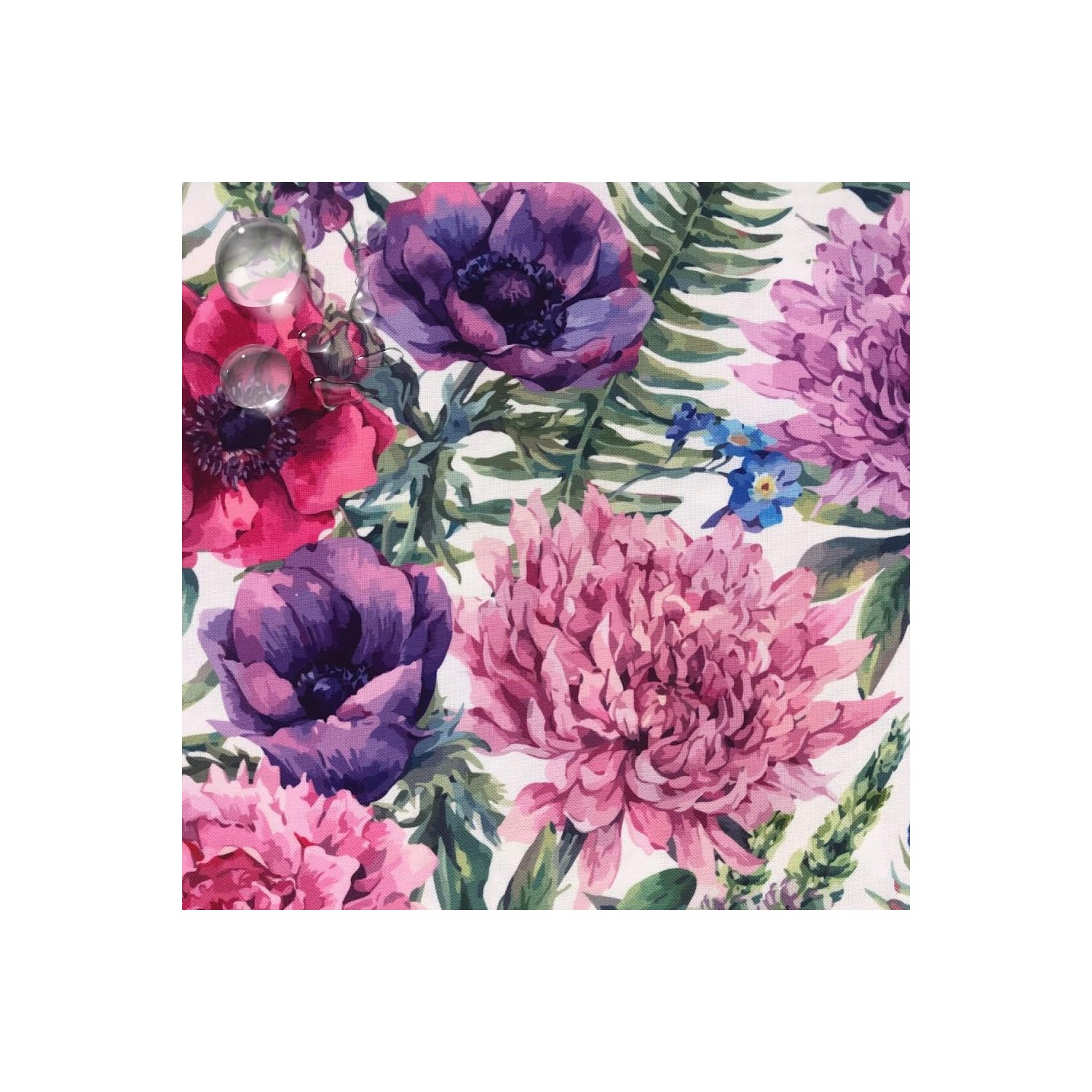 Tissu Oxford Déperlant - Fleurs Violet Pastel