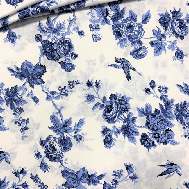 Tissu Coton - Rose bleue