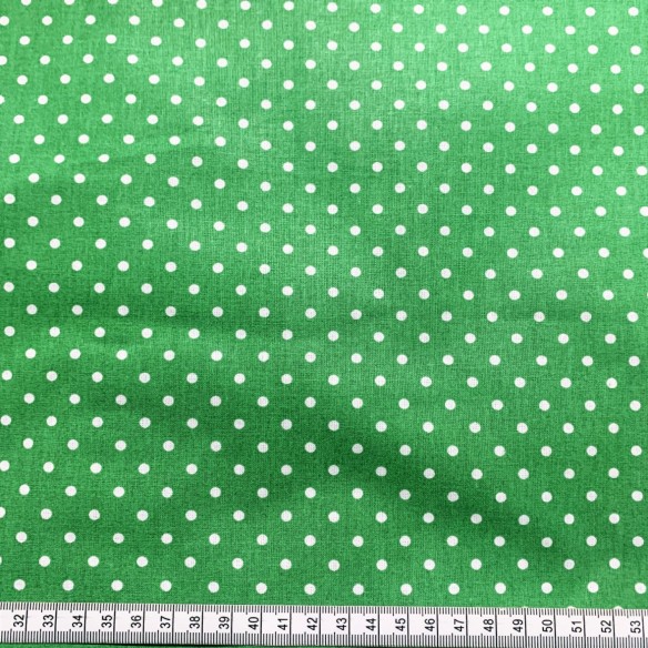 Tissu Coton - Pois Verts 7 mm