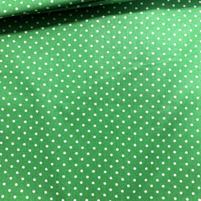 Tissu Coton - Pois Verts 7 mm