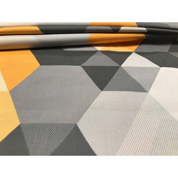 Tissu en coton - Tranches d'hexagone jaune