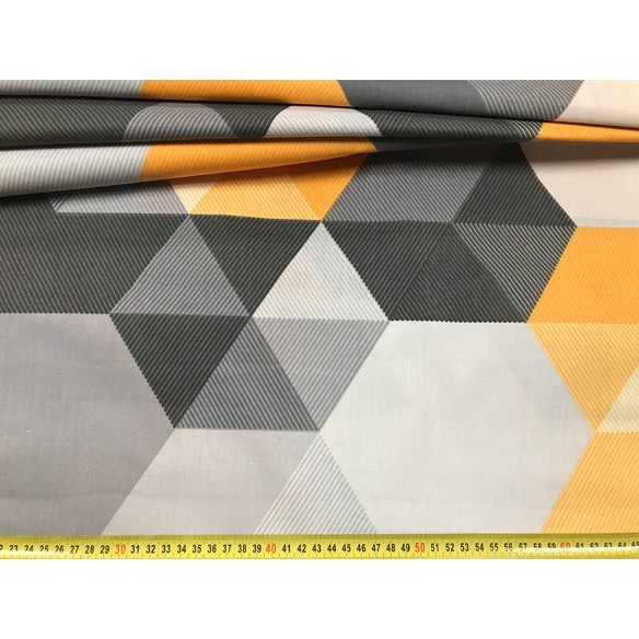 Tissu en coton - Tranches d'hexagone jaune
