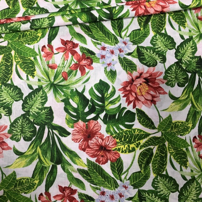 Tissu Coton - Jardin de feuilles vertes