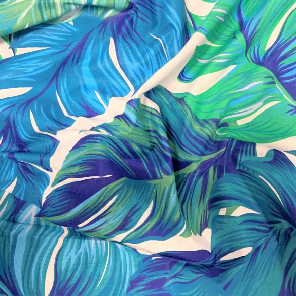 Tissu Coton 220 cm Monstera - Turquoise