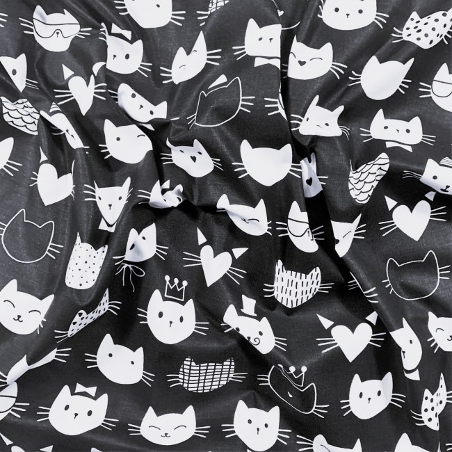 Silhouette de chat 100 x 160 cm Au mètre Blanc et gris Pingianer Tissu 100 % coton pour enfants 