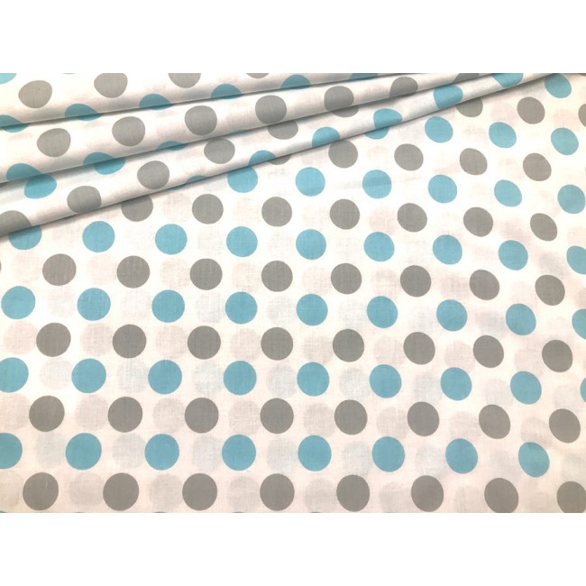 Tissu en coton - Pois gris-bleus 3 cm