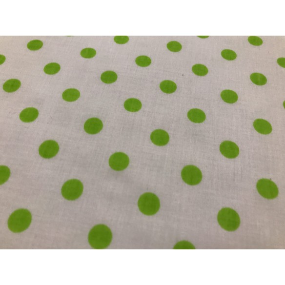 Tissu en coton - Pois verts dur blanc