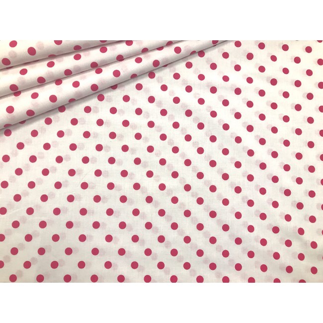 Tissu en coton - Pois framboises sur blanc 1cm