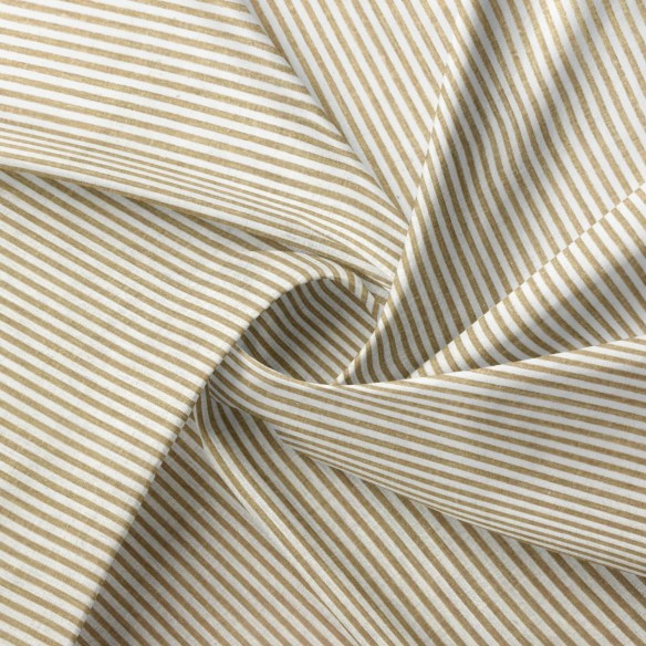 Tissu Coton - Rayures Beige 3 mm