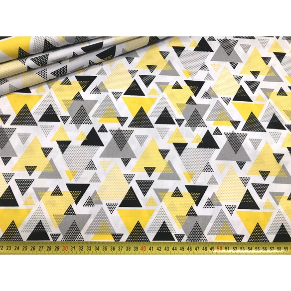 Tissu en coton - Triangles jaunes et noirs