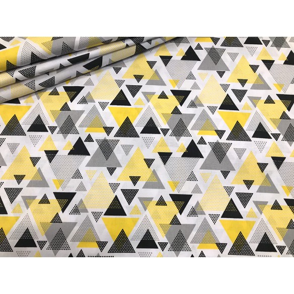 Tissu en coton - Triangles jaunes et noirs
