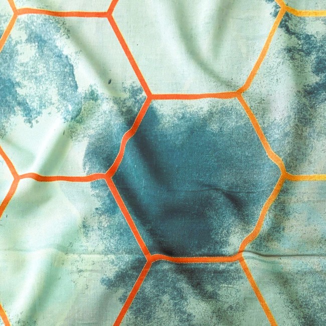 Tissu coton 220 cm - Hexagone émeraude