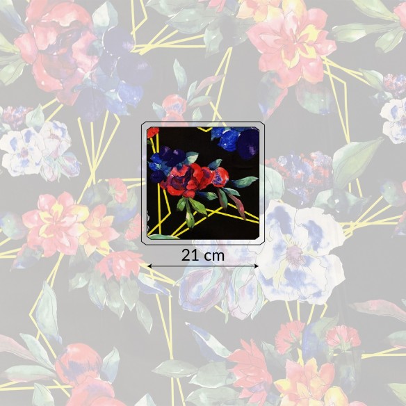 Tissu Coton 220 cm - Fleurs et Géométrie