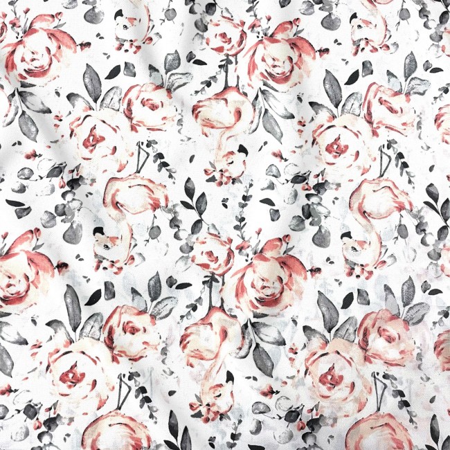 Tissu Coton - Flamants Roses et Roses
