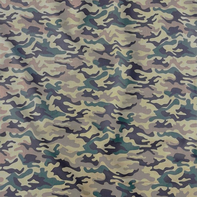 Tissu en coton - Motif camo militaire...