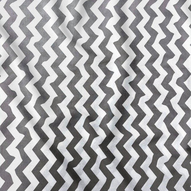 Tissu en coton - Zigzags gris
