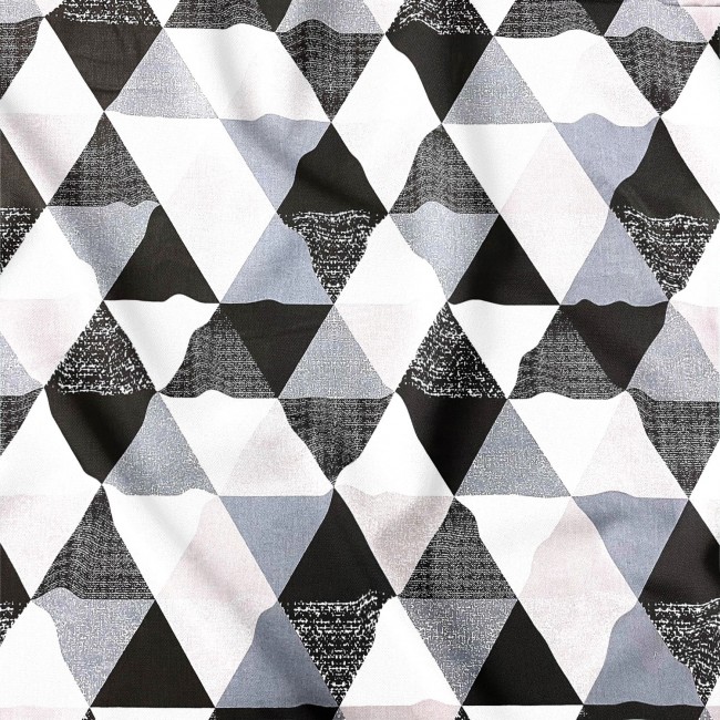 Tissu en coton - Grands triangles noirs