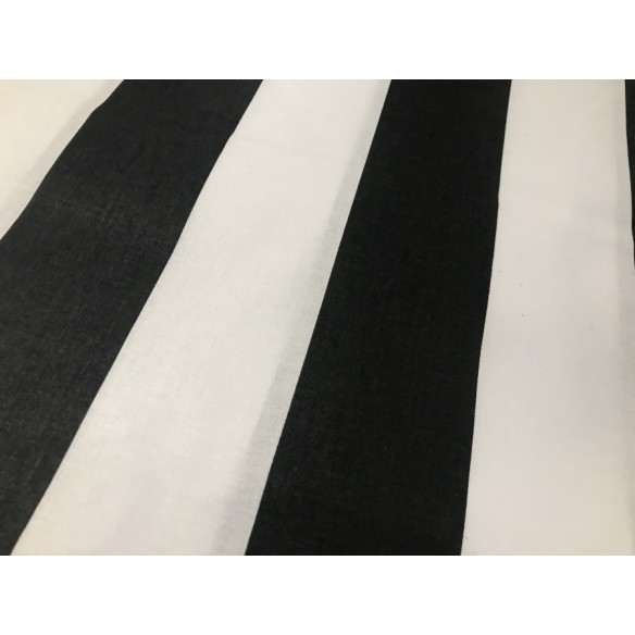 Tissu en coton - Rayures épaisses noires et blanches