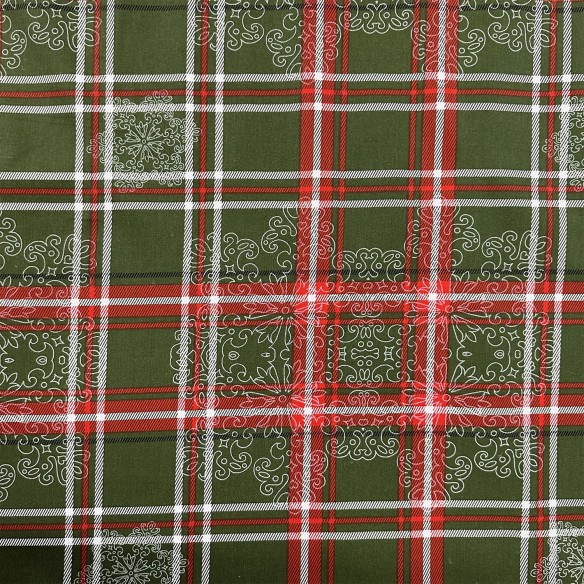 Tissu Coton - Carreaux de Noël Vert